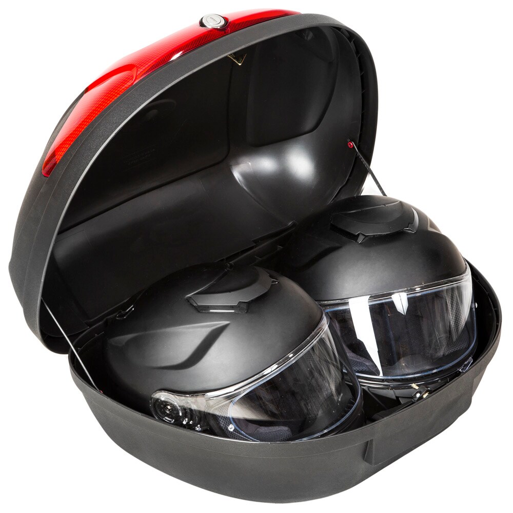 tectake® Motorradkoffer, Volumen 48 l, Platz für 2 Helme, für Mofas, Roller, Motorräder und Quads, kleiner und großer Reflektor
