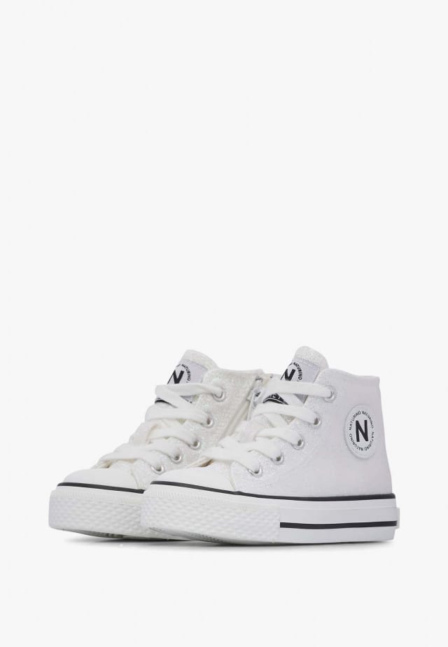 NATURINO YLFAS.Sneakers aus glitzerndem Stoff, Silber