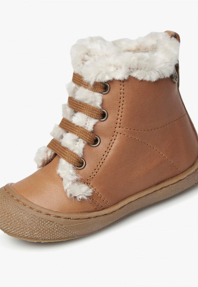 NATURINO BEBAYStiefeletten aus Leder und Wolle, Cognac