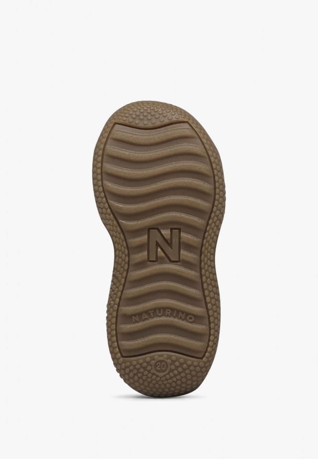 NATURINO LAKKEN VL.Lauflernschuhe aus Leder und Veloursleder mit Tiermotiv, Braun-Grau