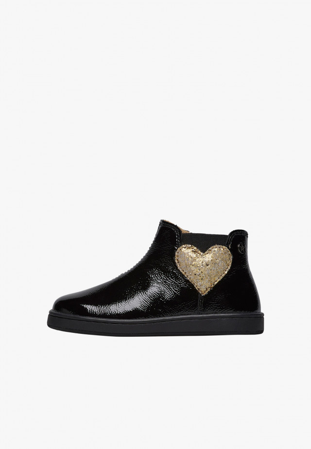 NATURINO GLARNY HIGH 2Stiefeletten aus Lackleder, Schwarz-Platin