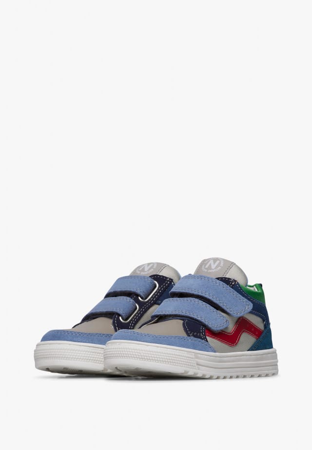 NATURINO MIZAR VL.Sneakers aus Leder un technischem Gewebe, Azurblau-Grau
