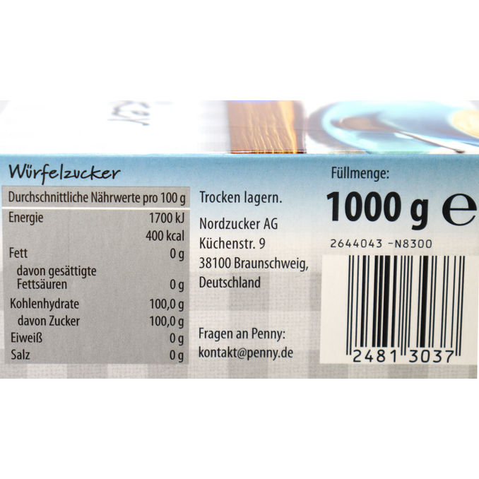 Würfelzucker (1kg), 1000g von Puda