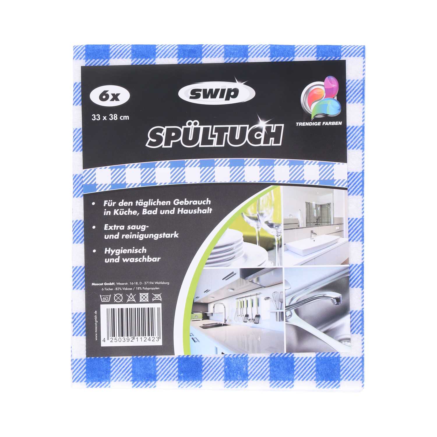 Spültuch 6er blau/weiß