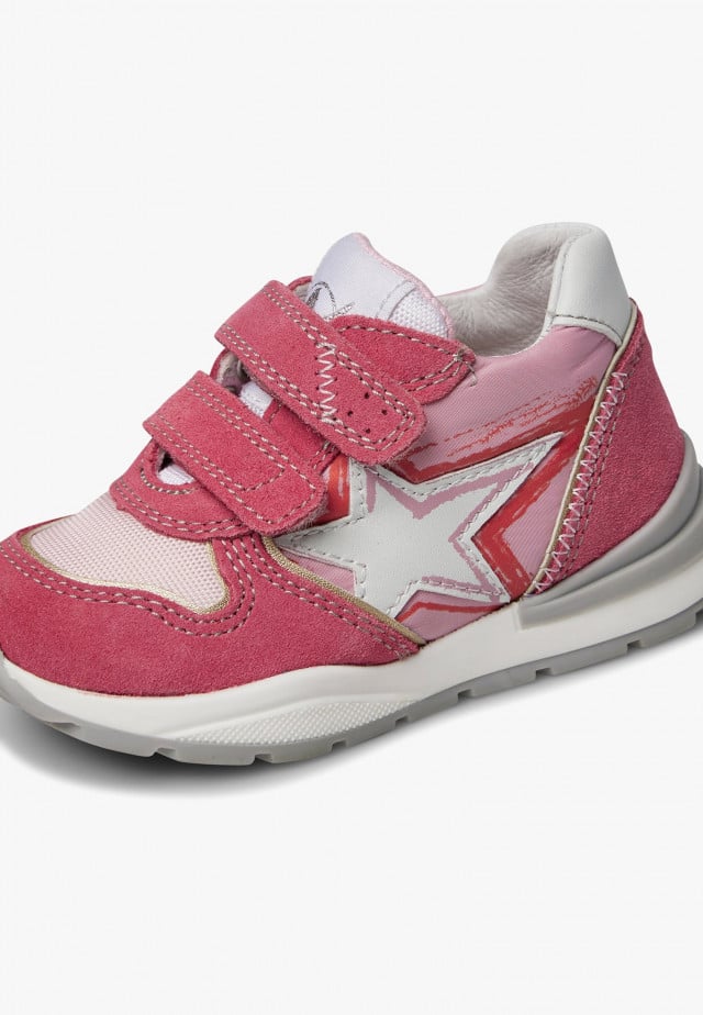 NATURINO ROY VL.Sneakers aus Veloursleder und technischem Gewebe, Rosa-Fuchsia