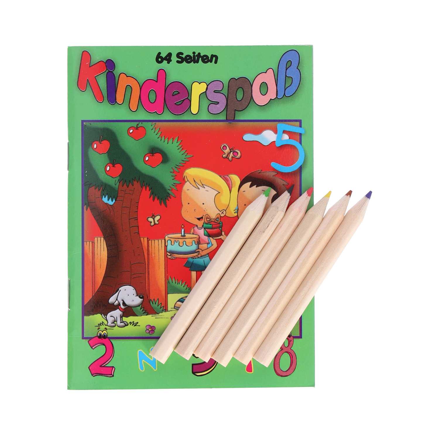 Mal- & Rätselbuch Kinderspaß DIN A6 inkl. 6 Malstifte