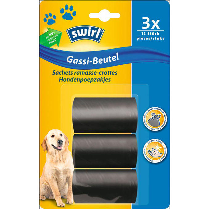 Gassi-Beutel, 3er Pack, 3x12 Stück von Swirl