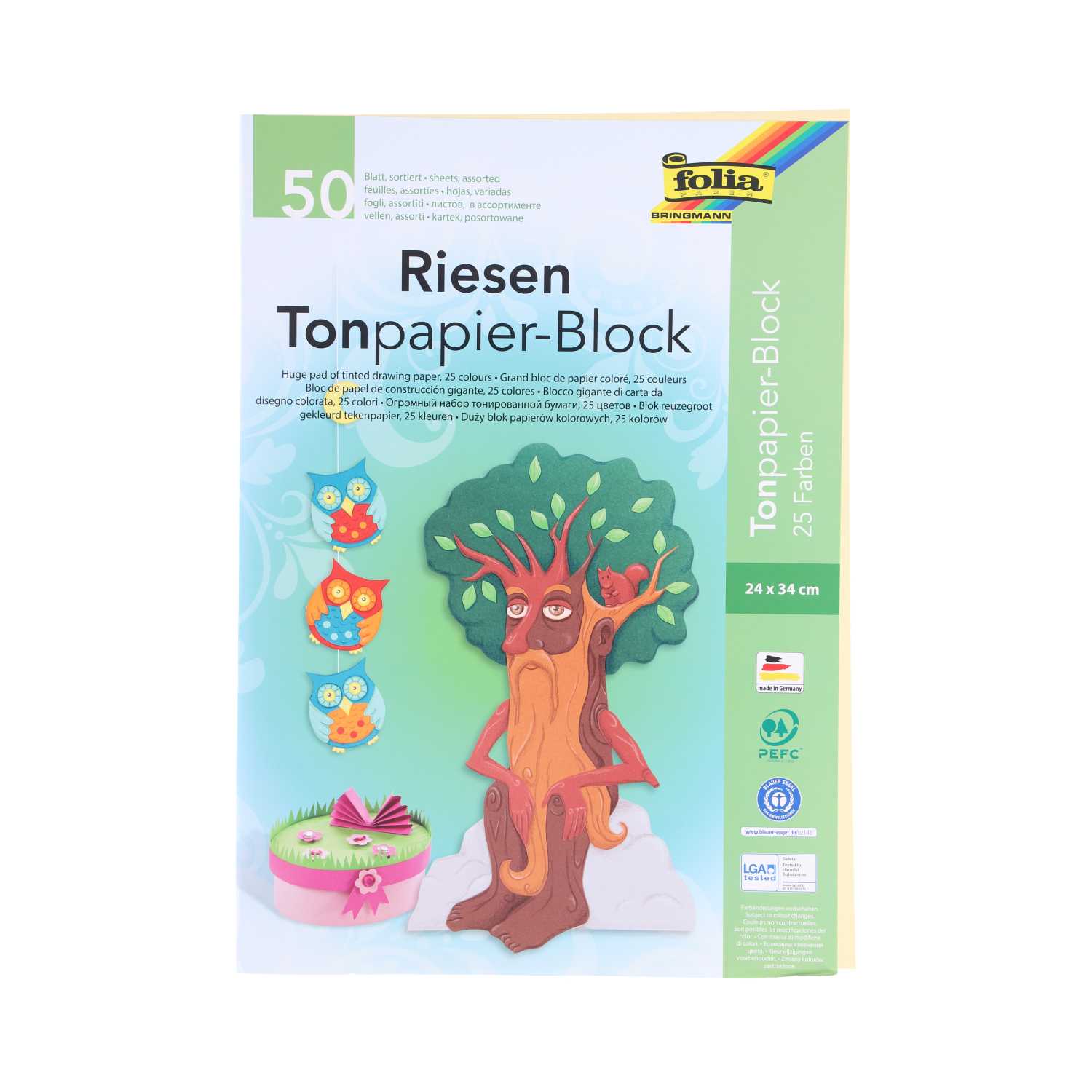 FOLIA Riesen Tonpapier-Block 50 Blatt