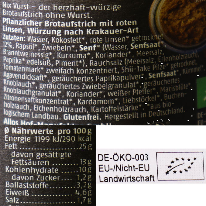 BIO Nix Vurst Krakauer Aufstrich, 135g von Tartex