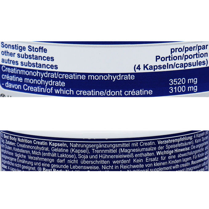 Creatin Kapseln, 200er Pack, 178g von Best Body Nutrition