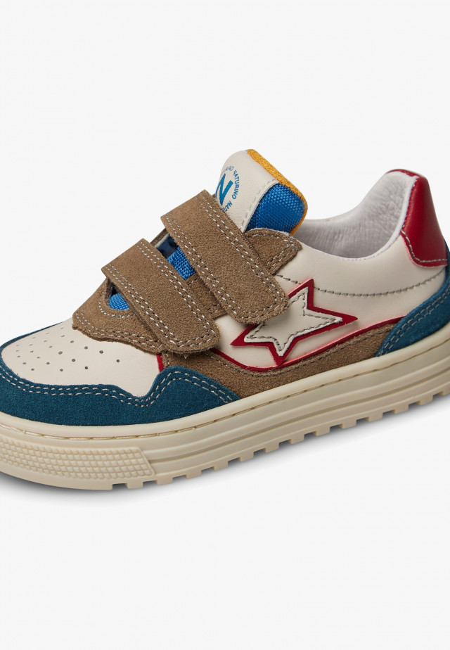 NATURINO HESS 3 VL.Sneakers aus Leder und Veloursleder, Cremeweiß-Braun
