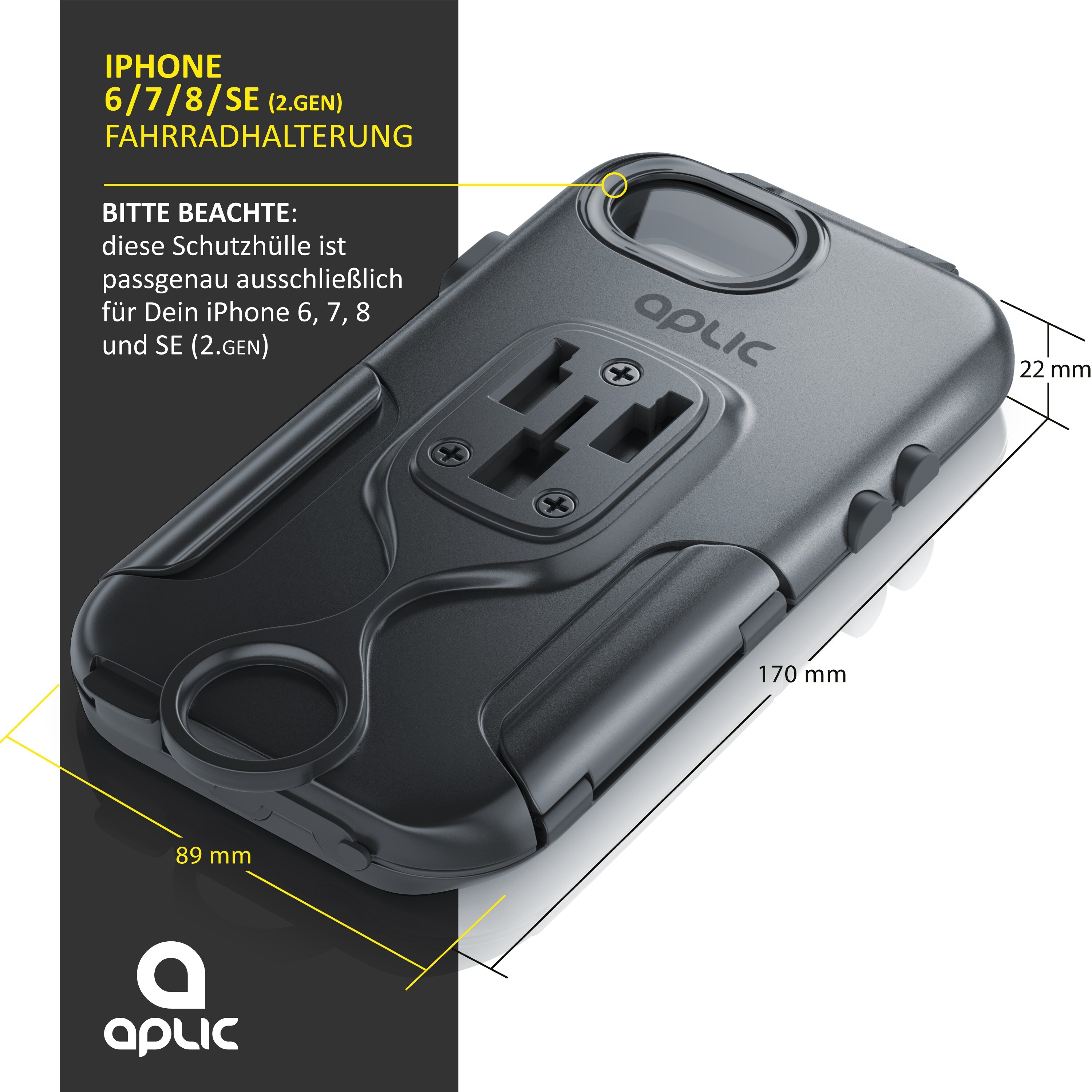 Aplic wasserabweisende Fahrradhalterung für Apple iPhone 6 / 7 für alle Fahrradtypen und Lenker