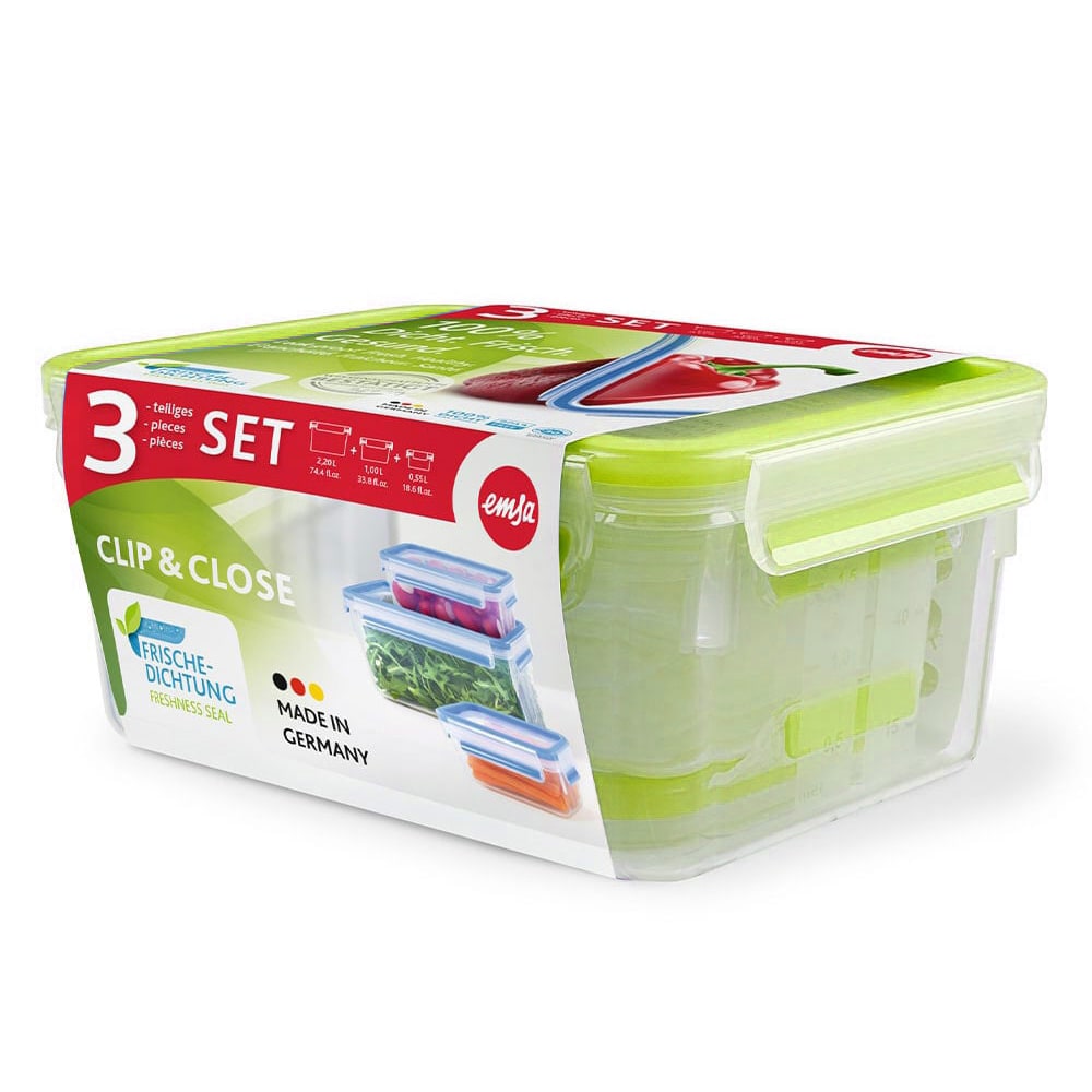 CLIP & CLOSE Colour Frischhaltedosen 3er-Set (groß)