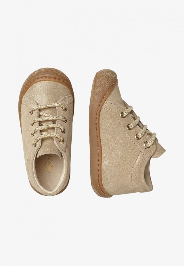 NATURINO COCOONLauflernschuhe aus Veloursleder in Glitter-Optik, Platin