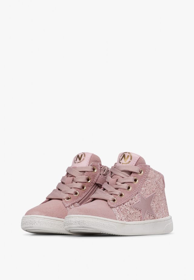 NATURINO PINN HIGH ZIP.Knöchelschuhe aus Leder und Veloursleder, Rosa