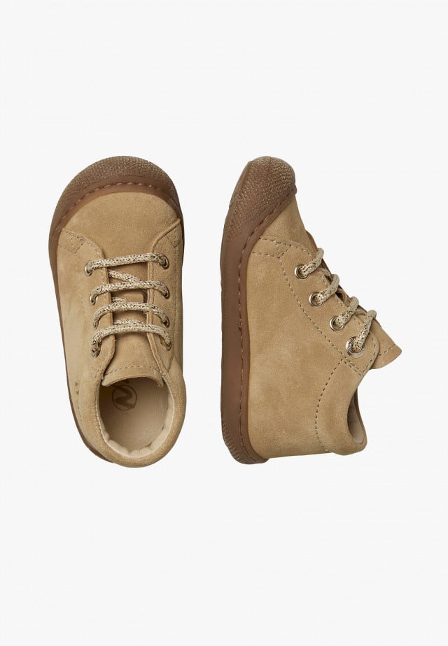 NATURINO COCOONLauflernschuhe aus Veloursleder, Beige-Platin