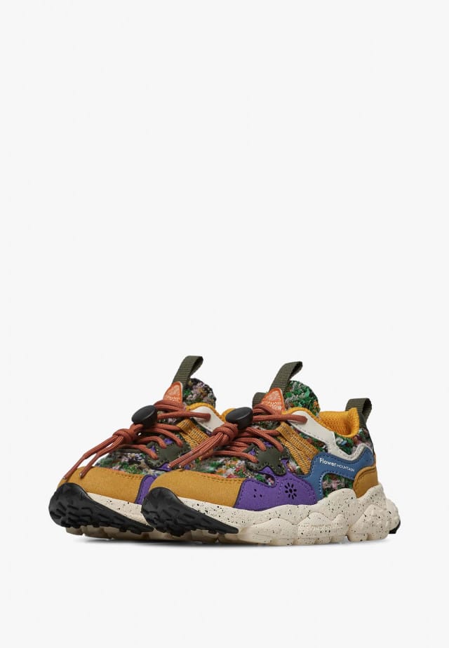 YAMANO 3 JUNIOR.Sneakers aus Kunstleder und Gewebe, Kürbis-Violett