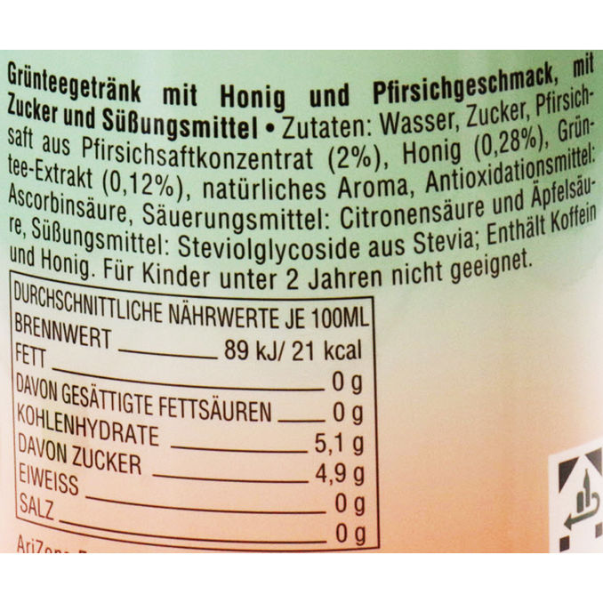 AriZona Green Tea Honey & Peach, 6er Pack (EINWEG) zzgl. Pfand, 6 x 1,5L von AriZona