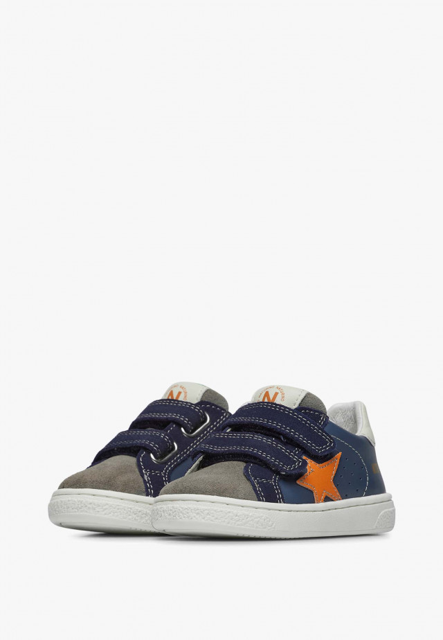 NATURINO PINN VL.Sneakers aus Leder und Veloursleder, Marineblau-Grau
