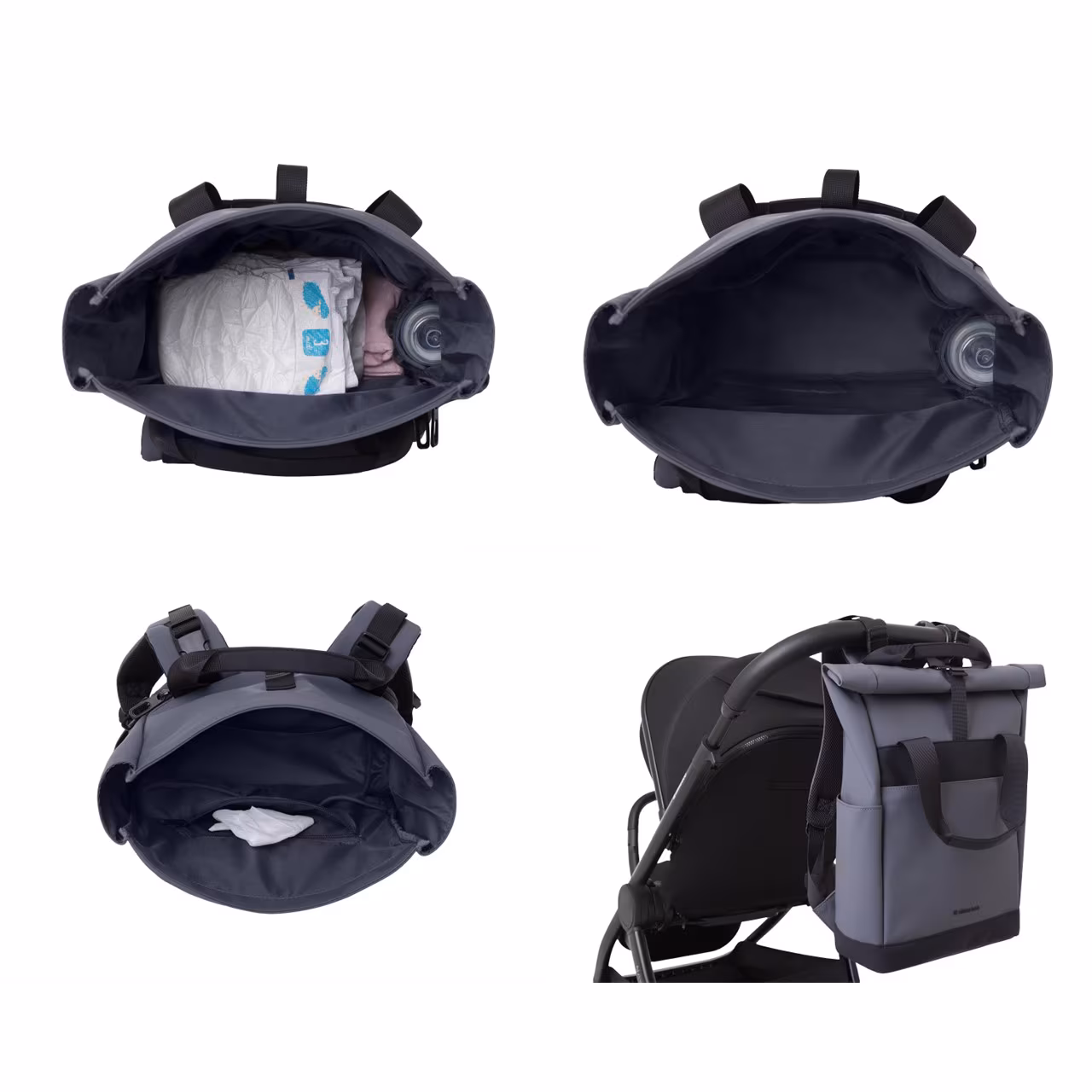 Kikkaboo Wickeltasche Cerise Rucksack Reißverschluss wasserfest Wickelunterlage grau