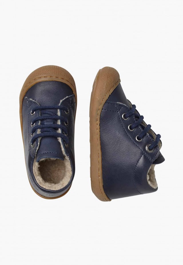 NATURINO COCOONLauflernschuhe aus Leder mit Wollfutter, Marineblau