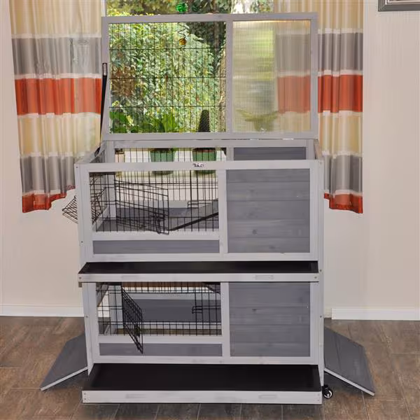 Nanook Indoor Kleintierstall Belinda grau 90 x 53 x 95 cm