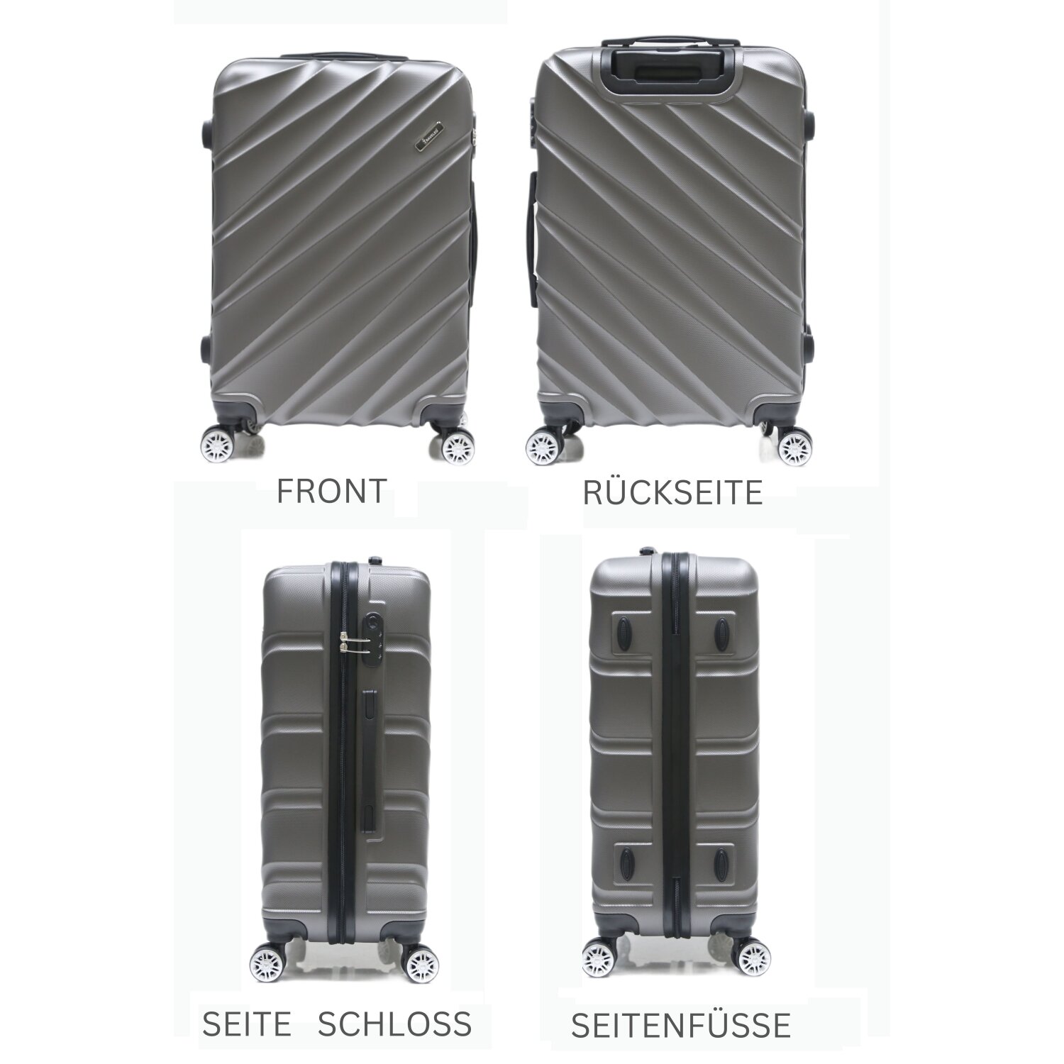 Reisekoffer Koffer 3 tlg Hartschale Trolley Set Kofferset Handgepäck