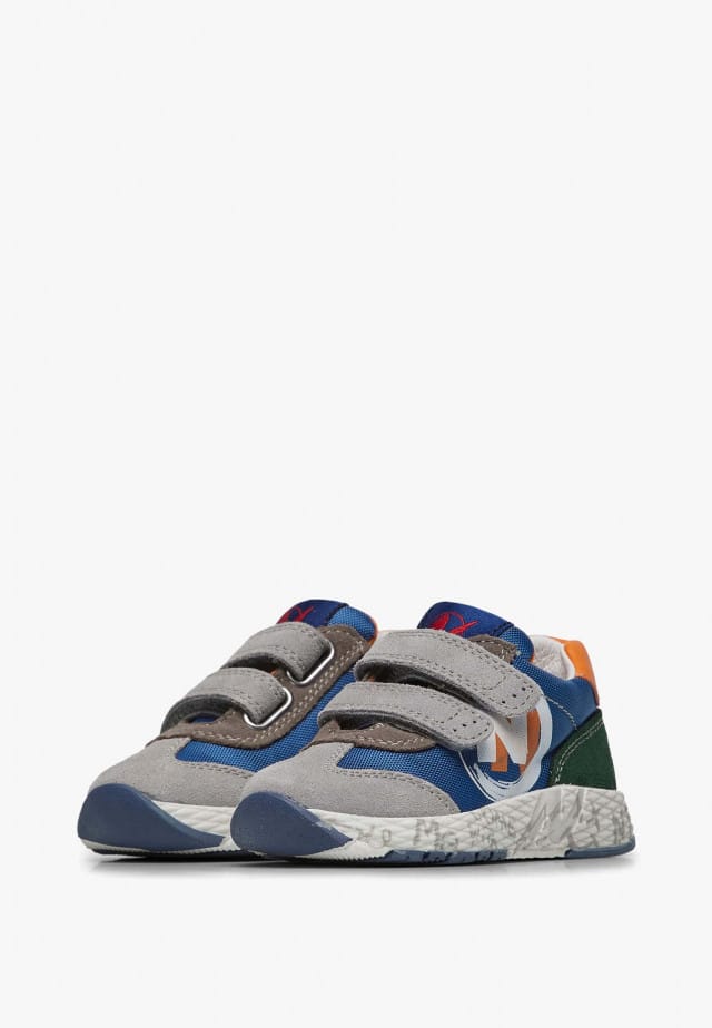 NATURINO JESKO 2 VL.Sneakers aus Veloursleder und technischem Gewebe, Marineblau-Grau