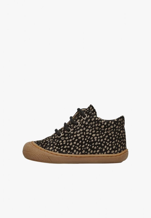 NATURINO COCOON ZIPLauflernschuhe aus Veloursleder mit Reißverschluss, Schwarz-Platin