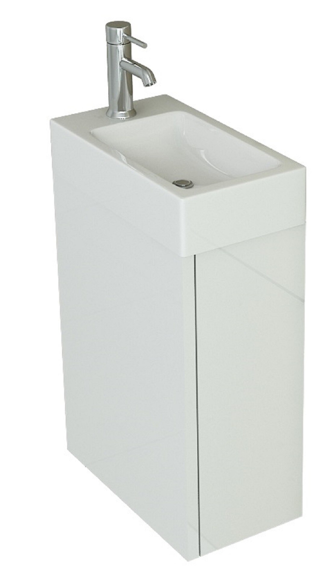 Jet-Line AARAU Badset Gäste WC Badmoebel weiss Hochglanz Waschbecken schmal SMC klein Waschtisch Unterschrank