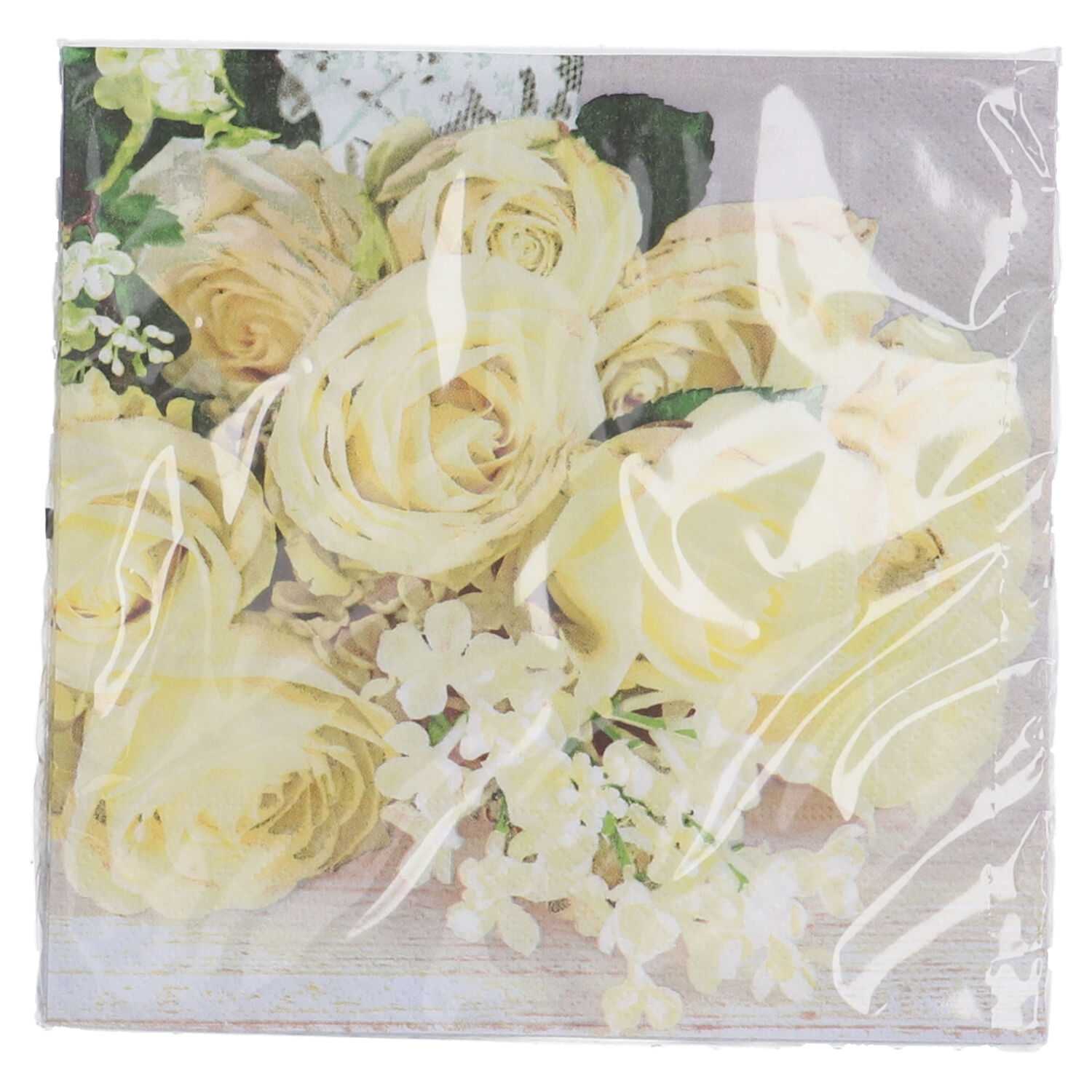 Servietten 20er-Pack 33x33cm weiße Rosen