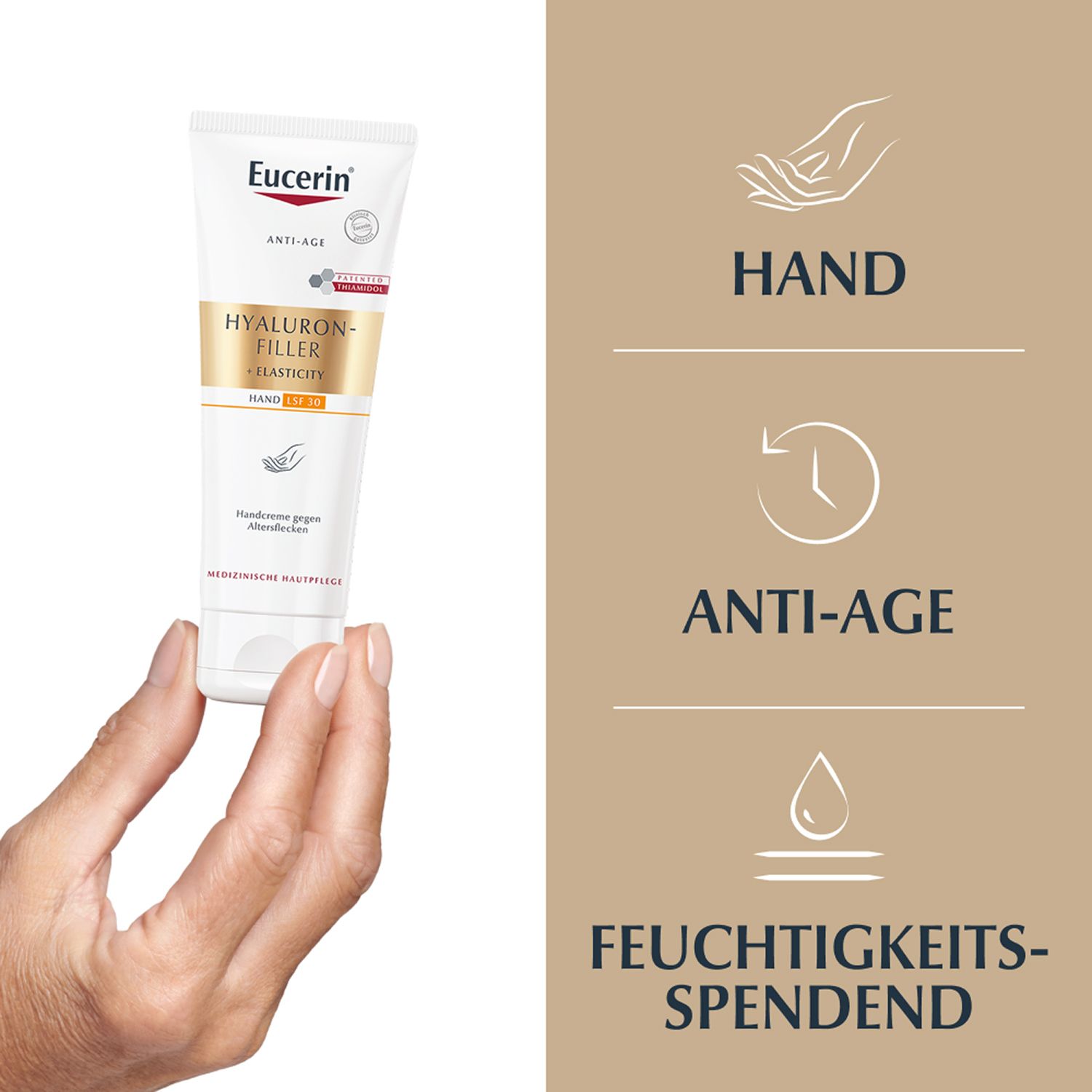 Eucerin® HYALURON-FILLER + ELASTICITY Handcreme gegen Altersflecken LSF 30 – Feuchtigkeitsspendende Anti Age Hautpflege