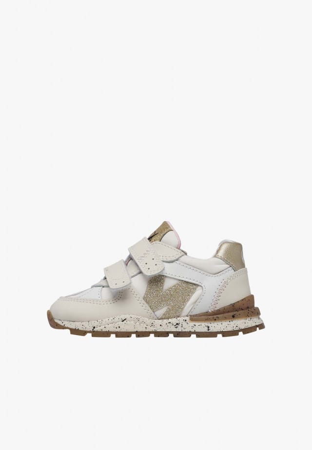 NATURINO ZIMMY VL.Sneakers aus Veloursleder und technischem Gewebe, Weiß-Platin