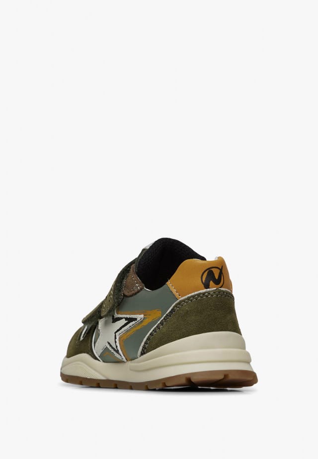 NATURINO ROY VL.Sneakers aus Veloursleder und technischem Gewebe, Militärgrün-Kürbis