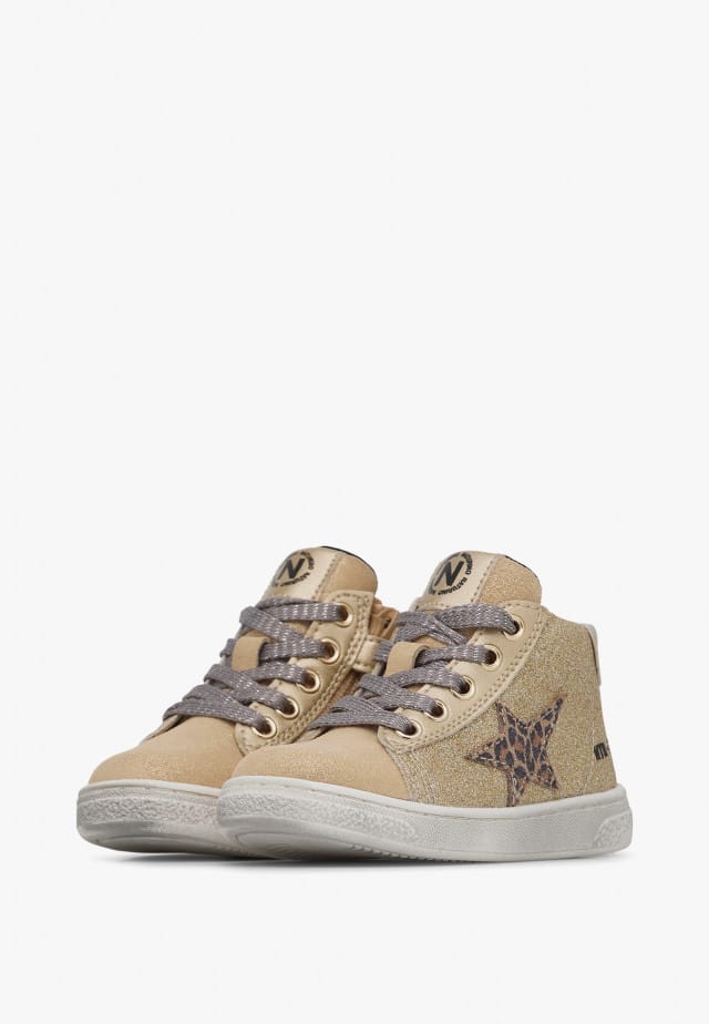 NATURINO PINN HIGH ZIP.Knöchelschuhe aus Leder und Veloursleder, Platin