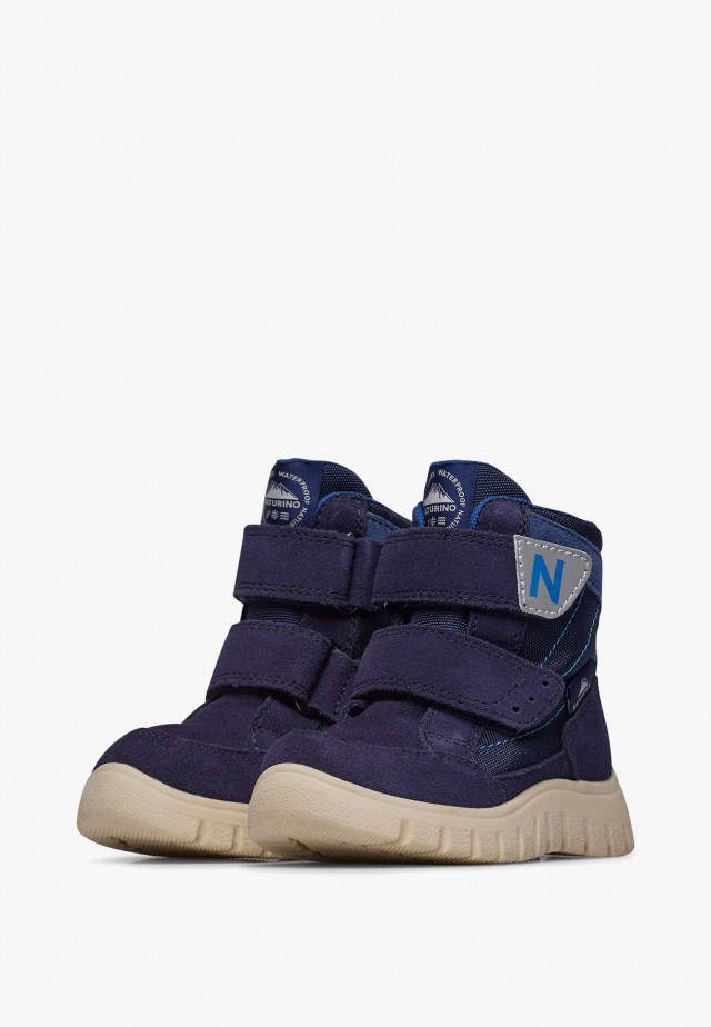 NATURINO RIVO VL WP.Stiefel aus Leder und technischem Gewebe, Marineblau