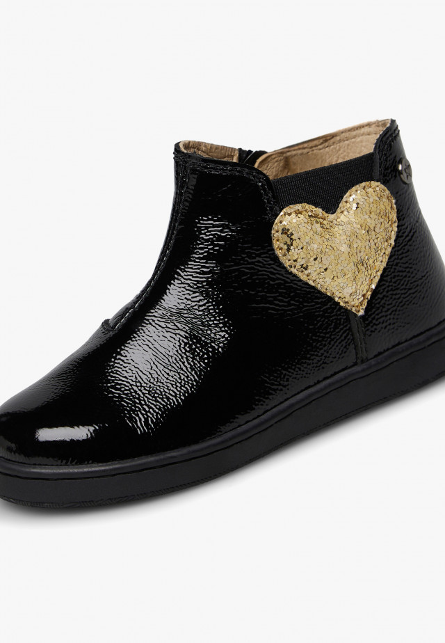 NATURINO GLARNY HIGH 2Stiefeletten aus Lackleder, Schwarz-Platin