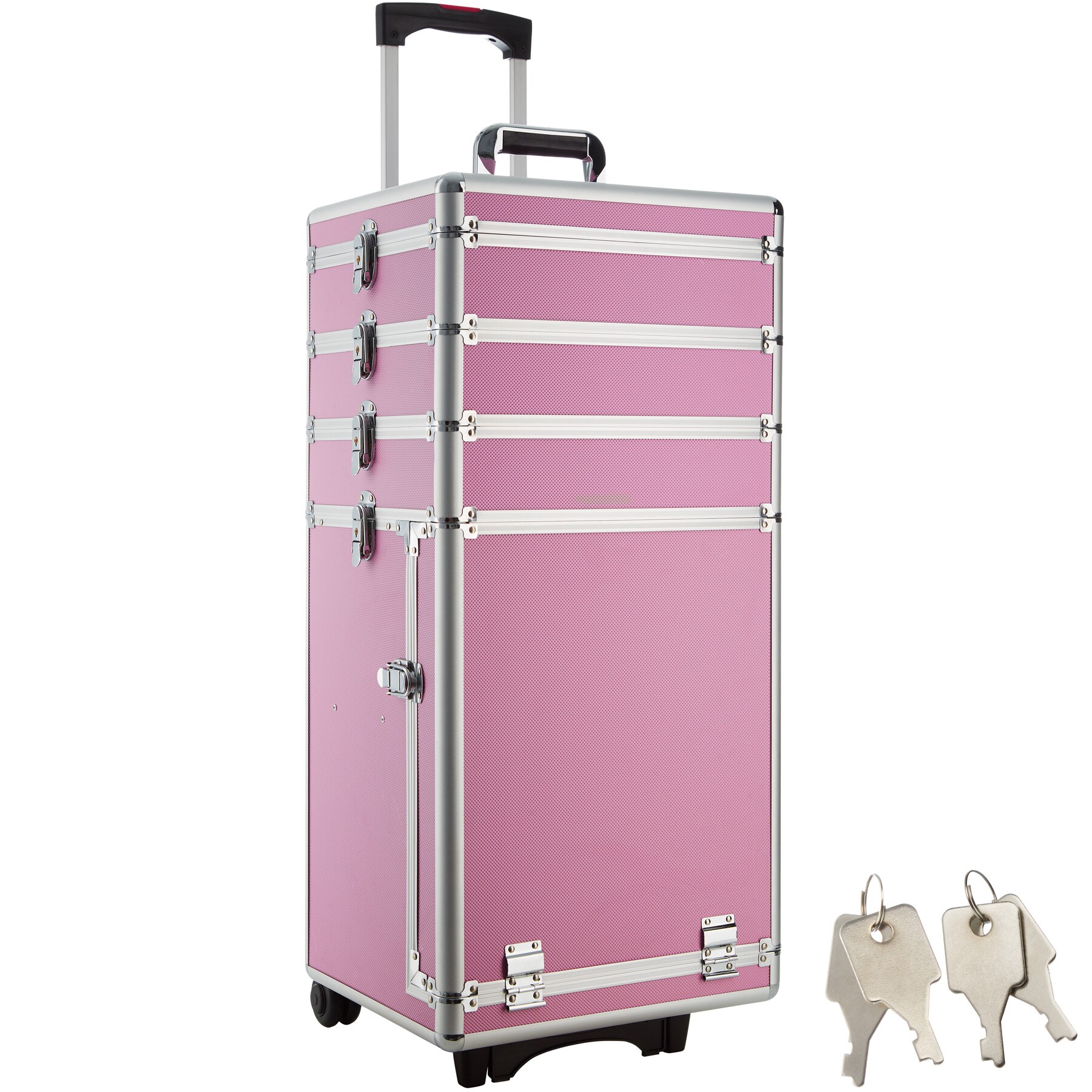 tectake® Kosmetikkoffer, 4 in 1 mit Innenverkleidung aus Samt, abgerundete Ecken mit Schutz-Beschlägen, 37 x 34 x 100 cm