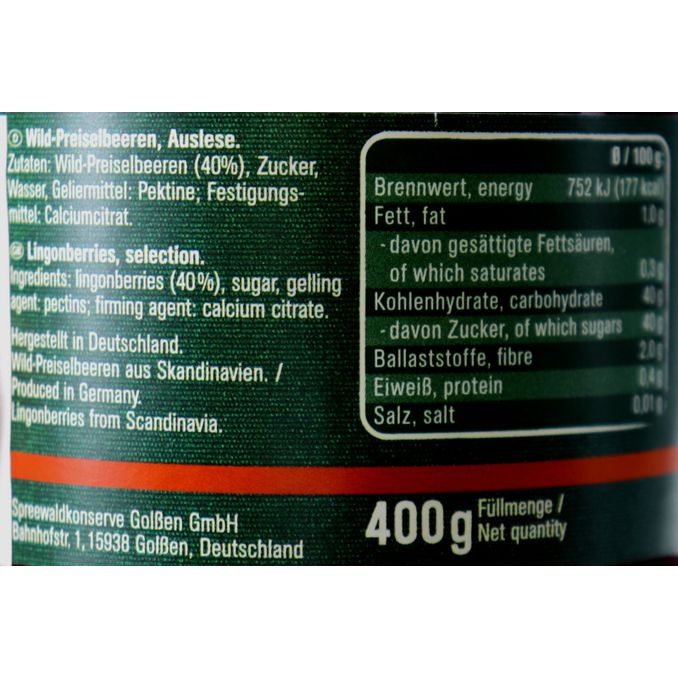 Wild-Preiselbeeren, 400g von Spreewaldhof