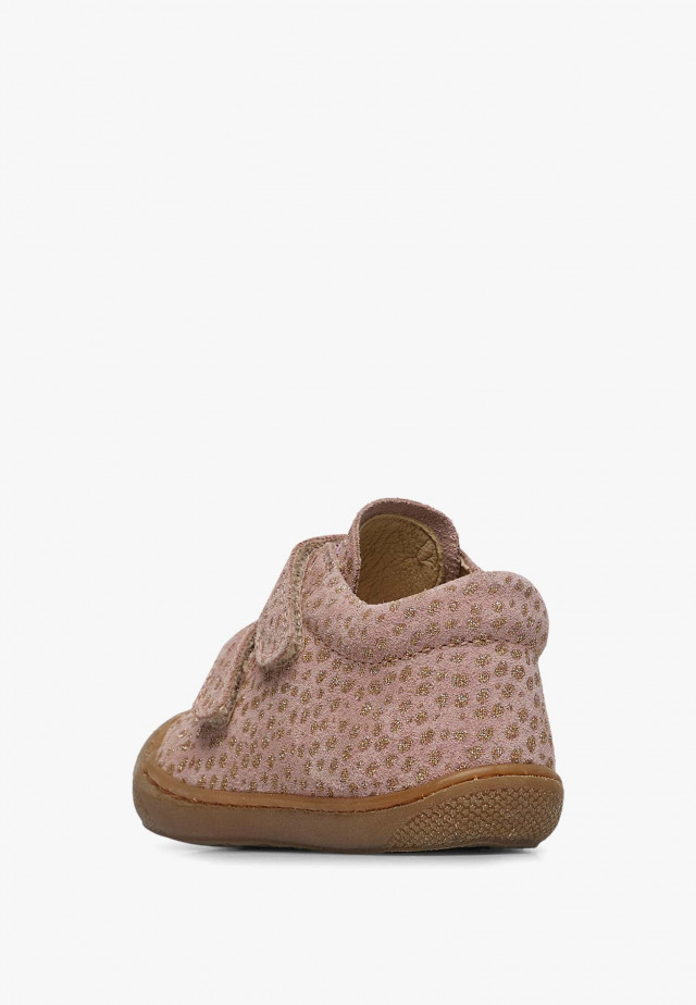 NATURINO COCOON VLLauflernschuhe aus Veloursleder mit Pony-Print, Rosa-Platin