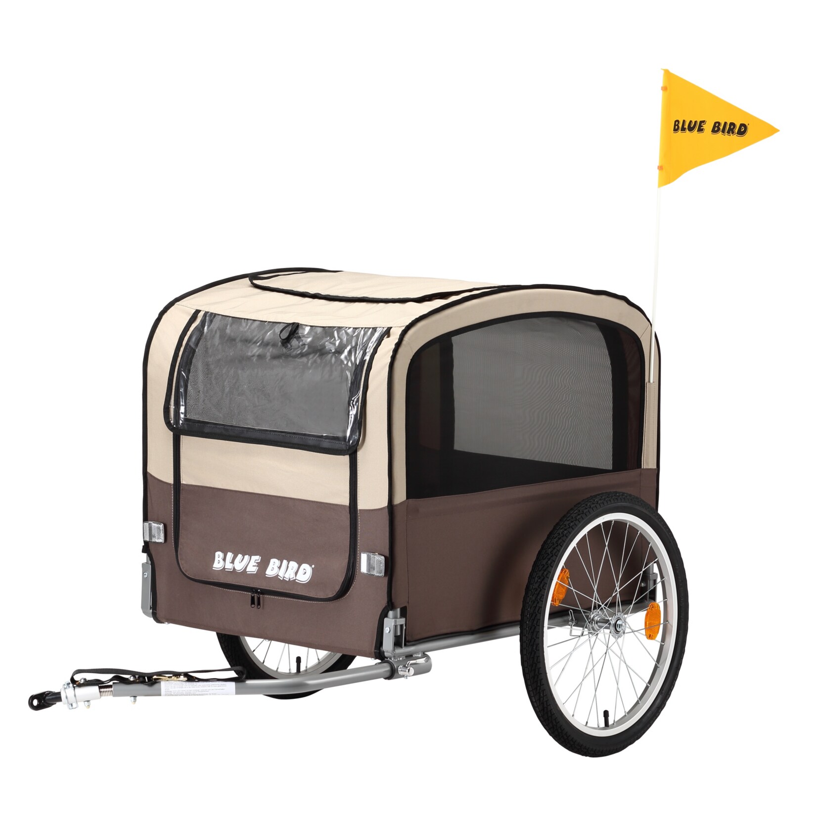 Hundeanhänger 20 Zoll, Stahl, braun/beige, Deichsel Ø 25,5 mm