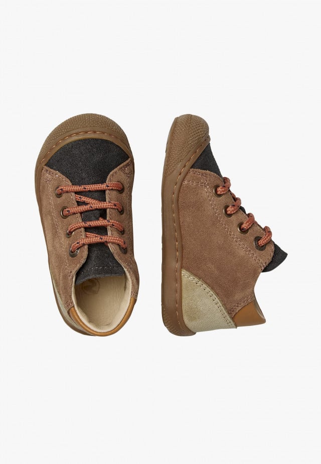NATURINO ROMYLauflernschuhe aus Leder und Veloursleder, Anthrazit-Braun
