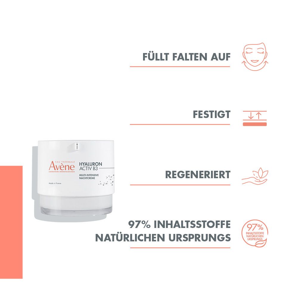 Avène Hyaluron Activ B3 Multi-intensive Nachtcreme - Anti-Aging Pflege mit Niacinamid + Avène Hyaluron Activ B3 Serum 10ml GRATIS