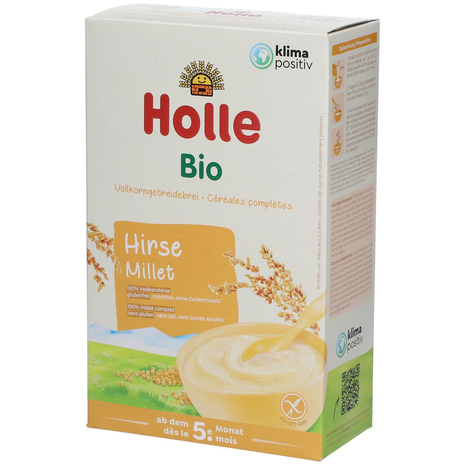 Holle Bio Vollkorngetreidebrei Hirse ab dem 5. Monat
