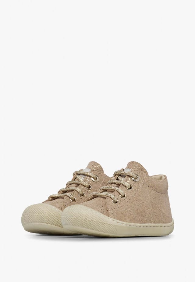 NATURINO COCOONLauflernschuhe aus Veloursleder mit Metallic-Details, Taupe