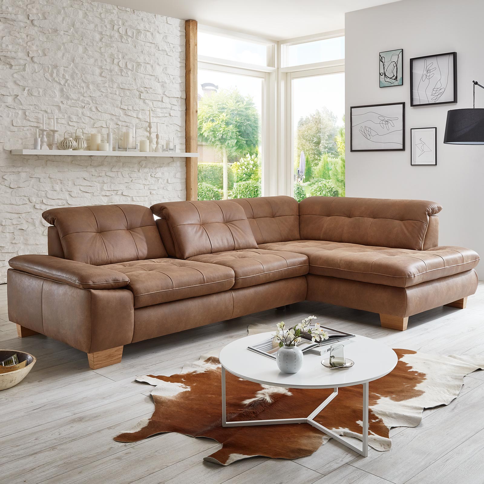 polsterpower Ledersofa - chai - Basismodell - Kombielement rechts