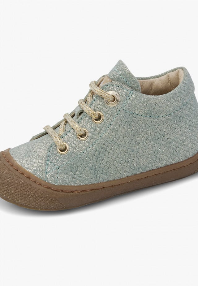 NATURINO COCOONLauflernschuhe aus Metallic-Veloursleder, Salbei