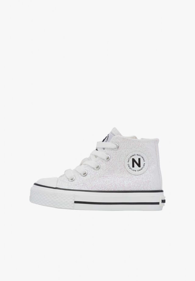 NATURINO YLFAS.Sneakers aus glitzerndem Stoff, Silber