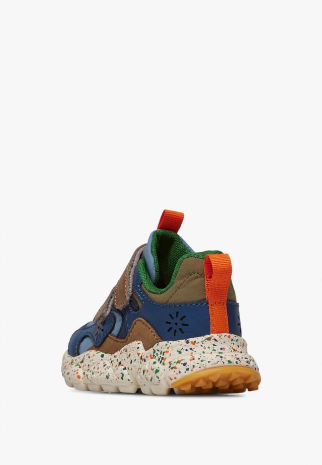 SABURO JUNIOR VL.Sneakers aus Kunstleder und technischem Gewebe, Marineblau-Braun
