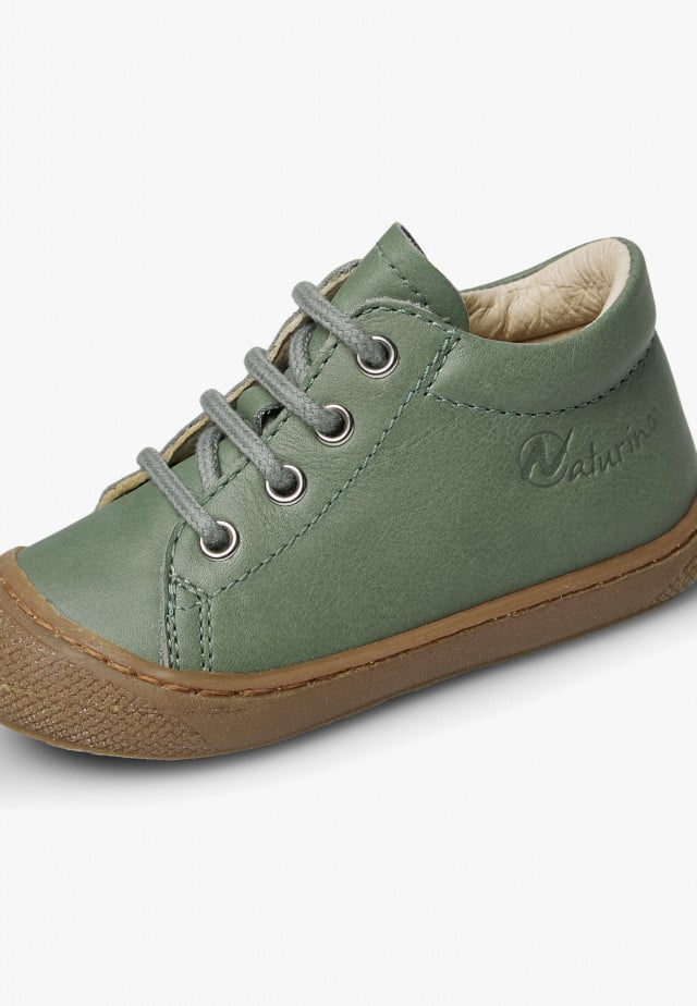 NATURINO COCOON ZIPLauflernschuhe aus Leder mit Klettverschluss, Salbei